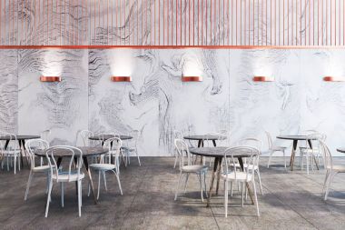 Gri mermer duvar Restoran iç