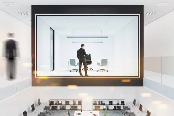 Glass and white wall boss office interior toned — Stock Photo, Image