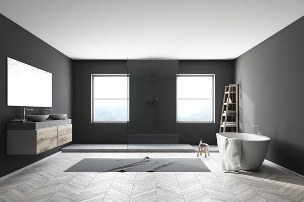 Interiér koupelny luxusní černé — Stock fotografie
