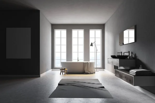 Kamar mandi abu-abu minimalistik, poster — Stok Foto