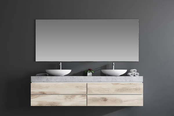 Vit dubbel diskho i en grå badrum — Stockfoto