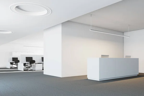 Hvite, moderne kontorhjørne, resepsjon – stockfoto