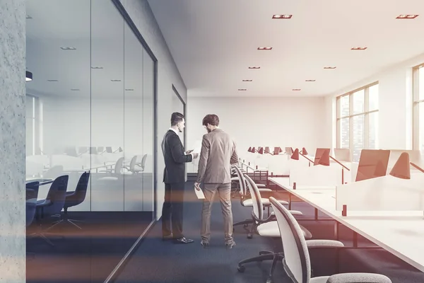 Black floor open space office interior toned — Stock Photo, Image