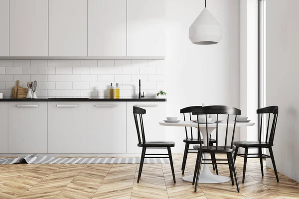 White dining room and kitchen — Stock Photo, Image