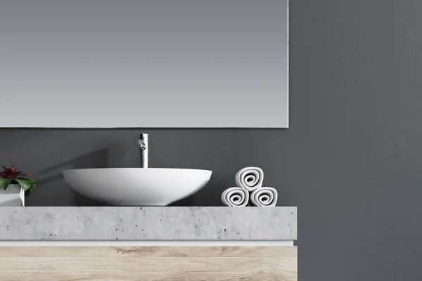 White sink in a gray bathroom — Stock Image White sink in a gray bathroom Stock Image