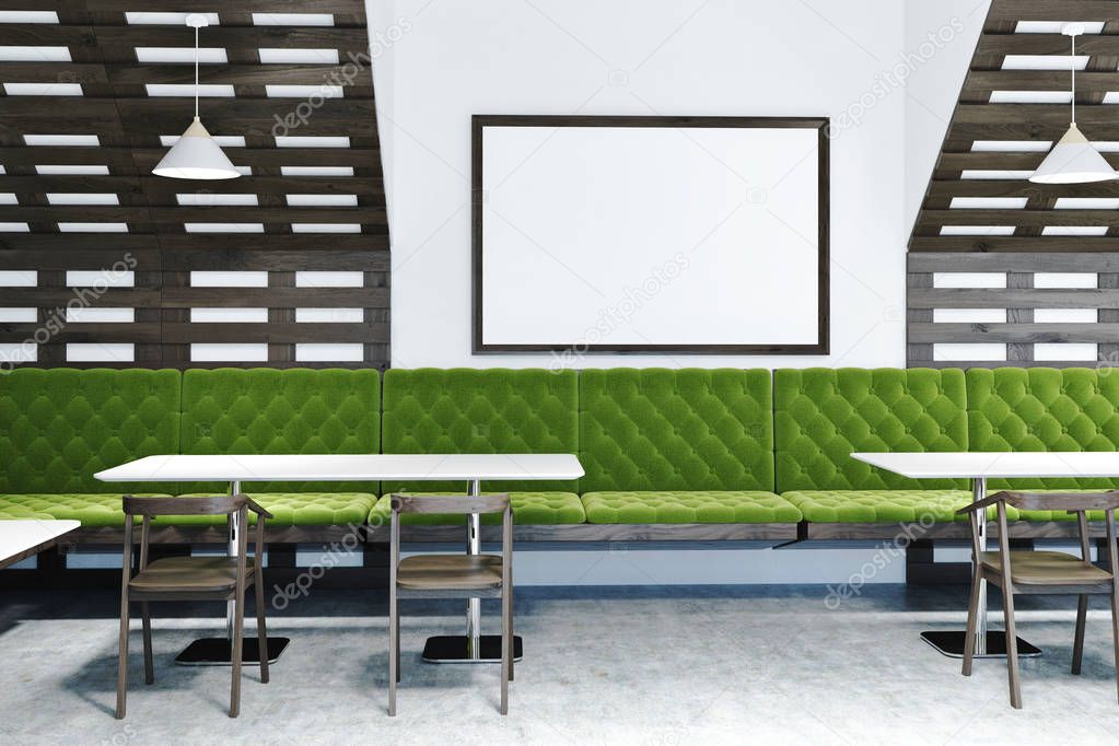 White and wooden green bar interior, poster
