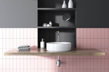 Bir pembe ve gri banyo iç lavabo
