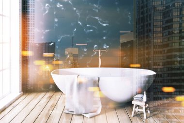 Siyah Mermer ve tonda kiremitli panoramik banyo