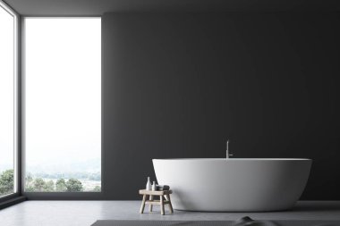 Panoramik minimalist gri banyo