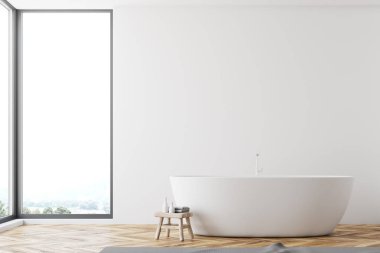 Panoramik minimalist beyaz banyo