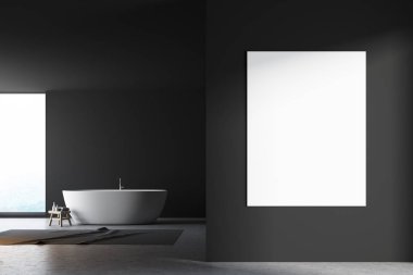 Panoramik gri banyo, poster