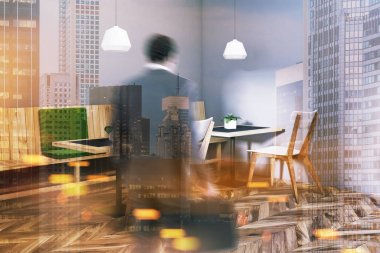 Tonda gri ve yeşil Cafe köşe