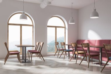 Şık çatı bar köşesi, kırmızı koltuk