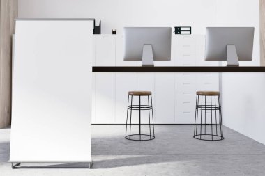 Beyaz modern işyeri iç, afiş