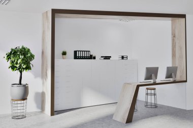 Beyaz modern işyeri iç yan görünüm