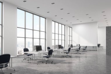 Beton zemin açık alan office yan görünüm
