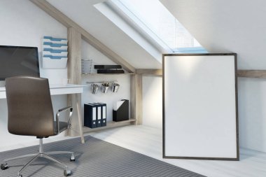 Bir tavan ev ofis içinde posteri