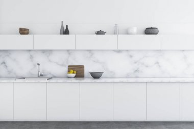 Beyaz mermer mutfak tezgahları