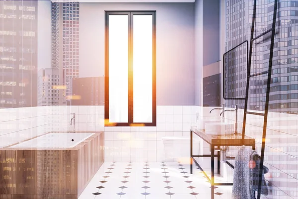 Moderní šedá koupelna dekorace myšlenku posílil — Stock fotografie