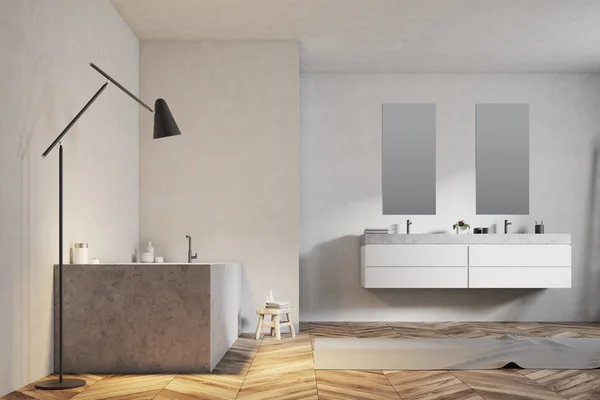 Πολυτελές μπάνιο Εσωτερικών, λευκό τοίχους, κοντινό πλάνο — Φωτογραφία Αρχείου