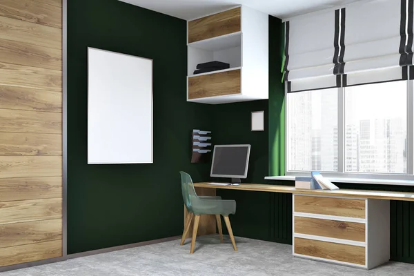 Black wall home office corner, poster — Stock Photo, Image