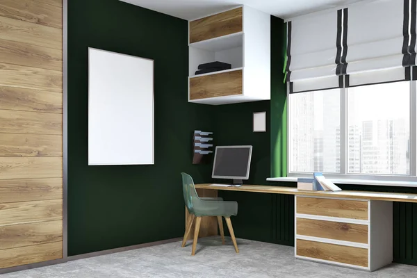 Schwarze Wand Home Office Ecke, Poster — Stockfoto