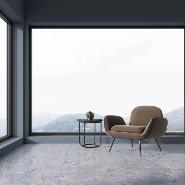 Panoramic living room, beige armchair