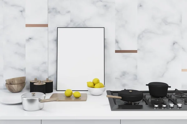 Marmor kök, bänkskiva, framifrån — Stockfoto