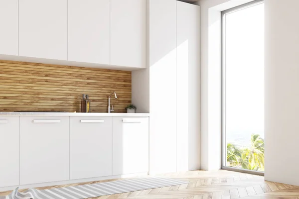 白と木製キッチン コーナー — ストック写真