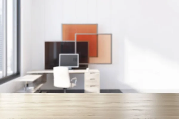 Modern office, poster, art installation blur