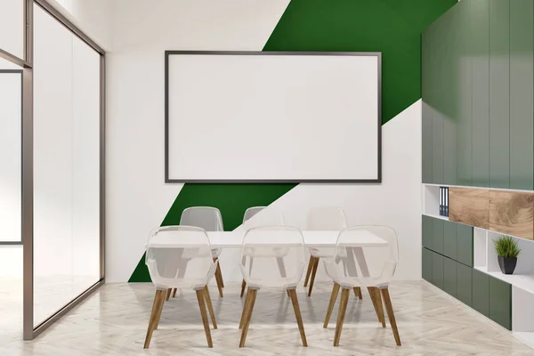 Sala conferenze per uffici bianchi e verdi, lavagna bianca — Foto Stock