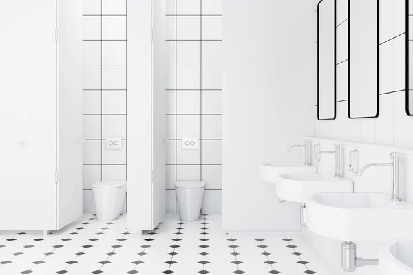 White wall public restroom interior — Stock Photo, Image