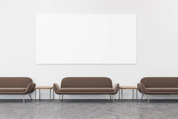 Sala de espera de escritório de sofás castanhos, cartaz — Fotografia de Stock