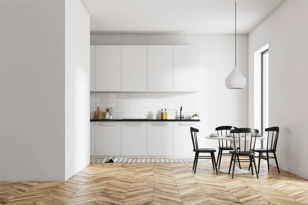 White dining room and kitchen, wall — Stock Photo, Image