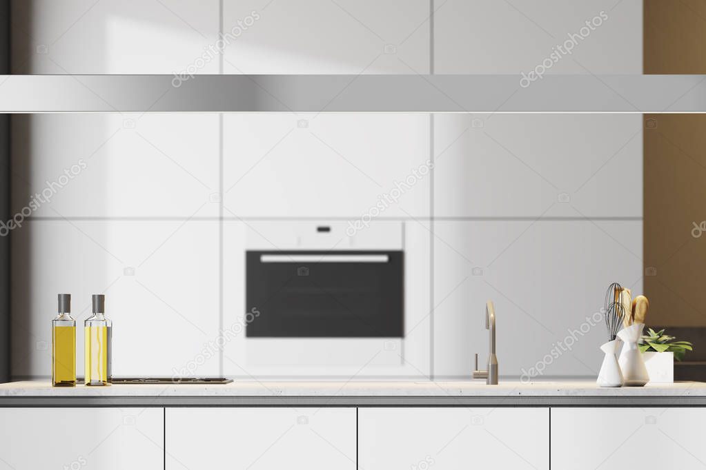 White kitchen interior close up