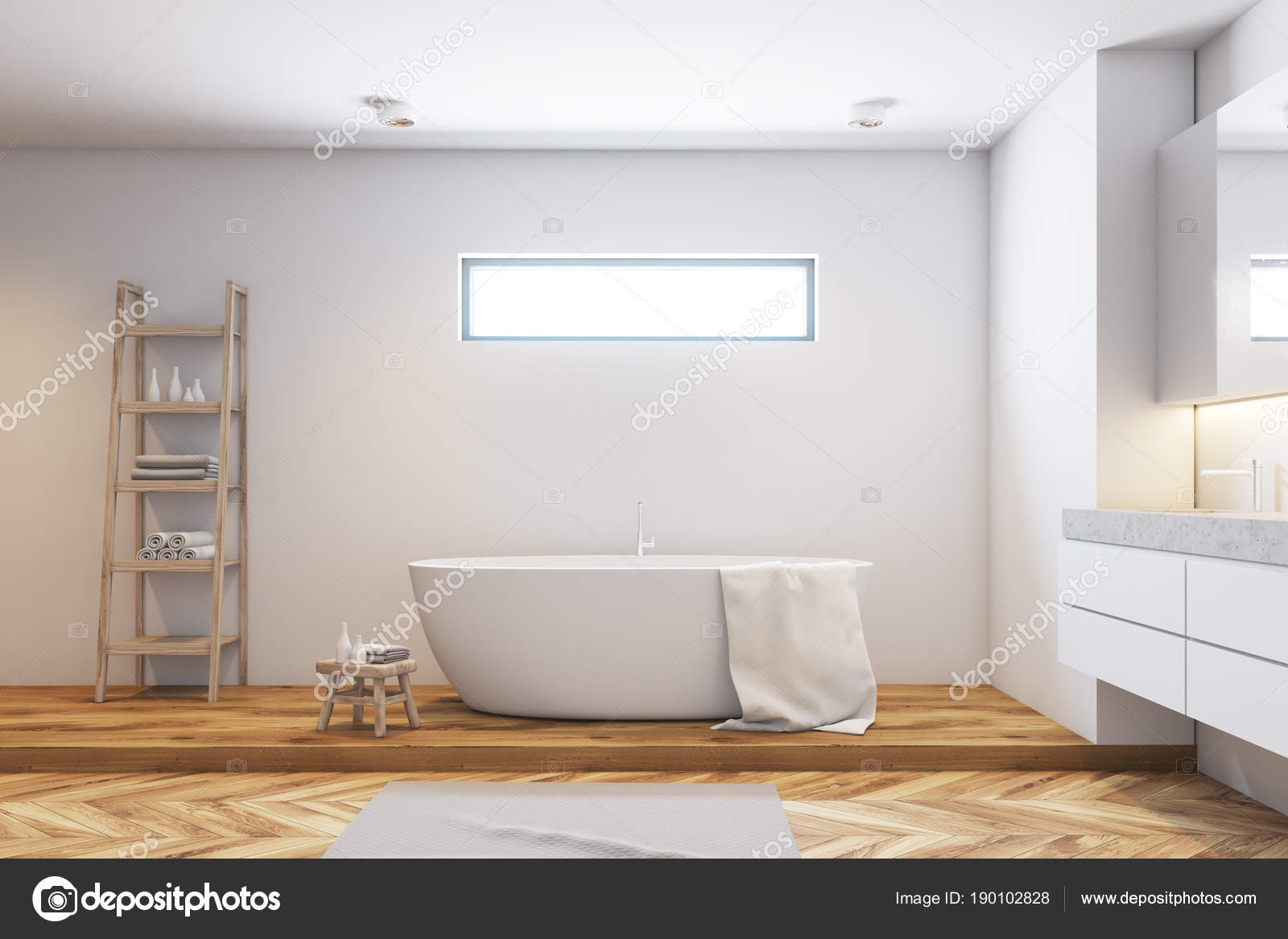 Weiße Fliesen Badezimmer Interieur, Seitenansicht — Stockfoto ... Weiße Fliesen Badezimmer Interieur, Seitenansicht — Stockfoto ...