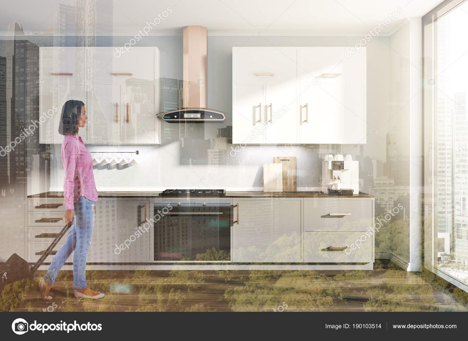 Grijze interieur, Wit grijze aanrecht toned — Stockfoto ... Grijze interieur, Wit grijze aanrecht toned — Stockfoto ...