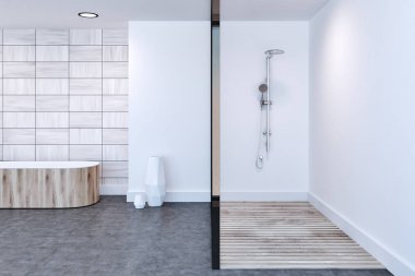 Banyo, duş ve küvet beyaz döşenir
