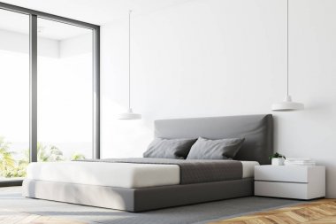 Beyaz panoramik yatak köşesinde Kapat