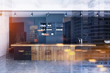 Siyah duvar bar iç tonda