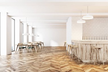 Beyaz tuğla bar iç