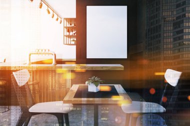 Siyah duvar iç, poster yakın bar kadar tonda