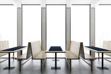 Ahşap ve siyah tablolar kafe iç