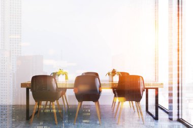 Beyaz ofis yemek odası iç tonda