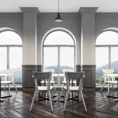 Beyaz ve gri kafe iç