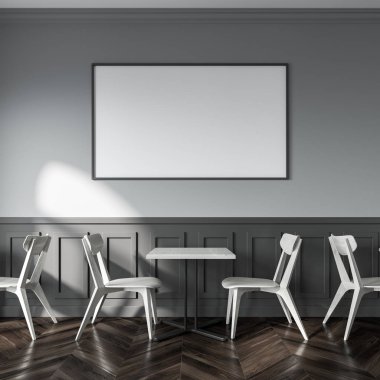 Beyaz ve gri kafe iç, poster