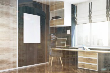 Koyu mavi duvar ev ofis köşe, poster Çift Kişilik