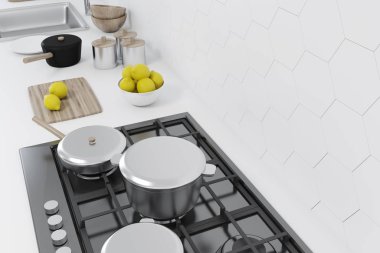 Döşenmiş mutfak tezgah, üstten görünüm