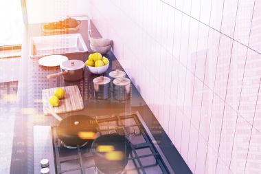 Tonda gri mutfak sayacın Üstten Görünüm