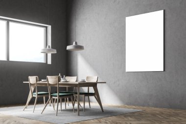 Gri yemek odası köşesi, poster